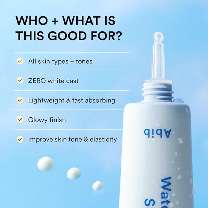 Abib Watery Hyaluron Sunscreen Moisture Tube Broad Spectrum SPF 30 1.69 fl oz / 50ml | Korean Suncreen Suncare Sunblock No White cast Hyaluronic Acid Niacinamide Vitamin C Collagen