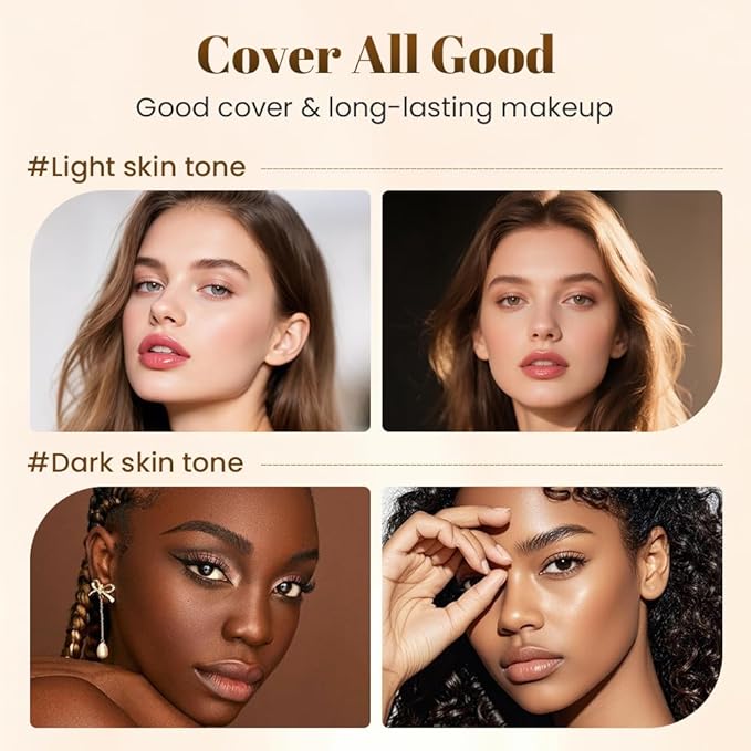 Drkicsy Mushroom Head Air Cushion CC Cream, Cushion Foundation Concealer for Older Women, Full Coverage BB Cream Foundation Skin Tone Corrector Makeup (Ivory White)