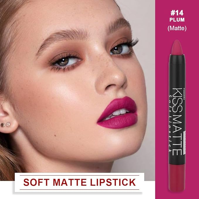 BINGBRUSH Smooth Longwear Lipstick Pack Set, Matte Color Stick Ultimate Lip Crayon for Makeup Collection - Waterproof Velvet Lipgloss Lip Stain (14#)