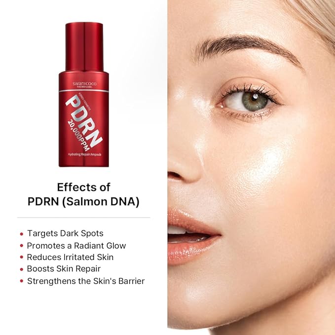 SWANICOCO Premium 20,000ppm PDRN Serum, 99.9% Pure Salmon DNA, 2% Concentration, Anti-Aging, Firming, Plumping, Professional Grade Korean Beauty Ampoule 30ml 1Fl Oz