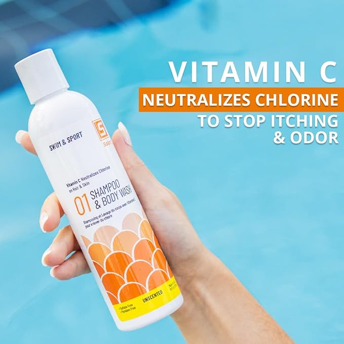 Swimmers Chlorine Vitamin C Swim Shampoo Body Wash with Pre & Post Swim Conditioner (16 Fl Oz Total)