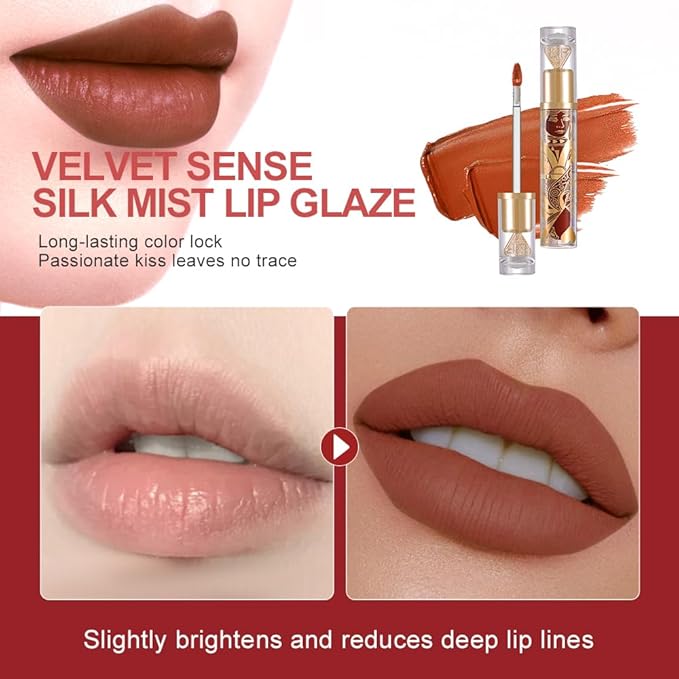 Soft Matte Liquid Lipstick in Warm Terracotta, High Pigment Full Coverage Matte Lip Color, Waterproof Smudge-Proof Non-Transfer Lightweight Liquid Lipstick for Long-Wearing Everyday Makeup 87A