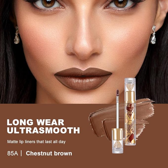 Soft Matte Liquid Lipstick in Deep Cocoa Brown, High Pigment Full Coverage Matte Lip Color, Waterproof Smudge-Proof Non-Transfer Lightweight Liquid Lipstick for Long-Wearing Everyday Makeup 85A