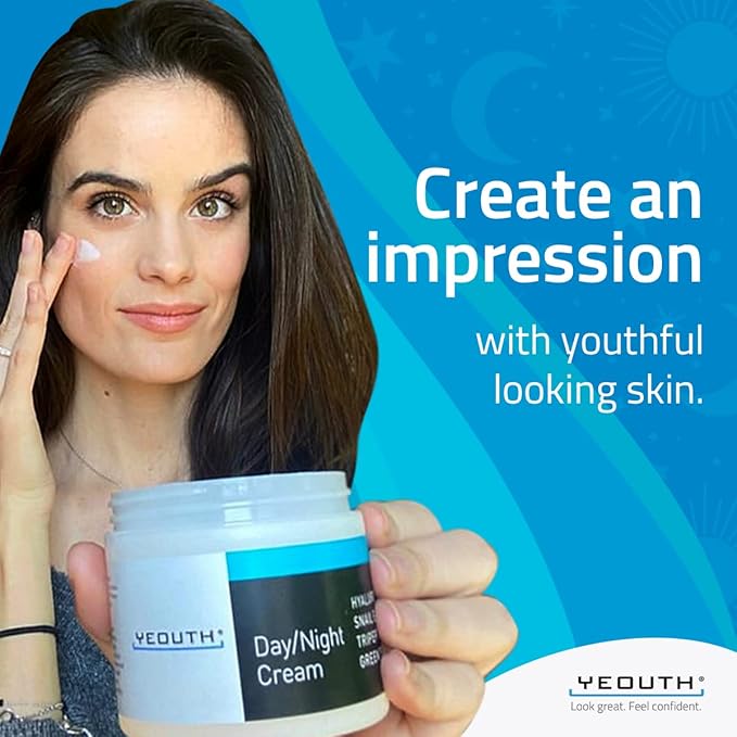 YEOUTH Day Night Face Moisturizer with Hyaluronic Acid, Snail Mucin Cream and Copper Tripeptide, Hydrating Fragrance Free Facial Moisturizer, Face Skin Care Cream for Women and Men 4oz