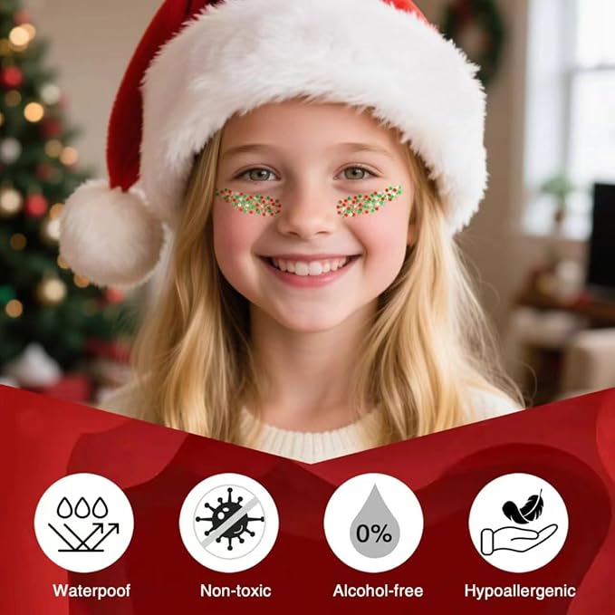 MEICOLY Christmas Face Glitter Stick,Christmas Hair Glitter for Kids and Women,Stocking Stuffers Gifts,Sparkle Chunky Christmas Makeup,Red Silver Green Body Glitter for Party Rave Festival