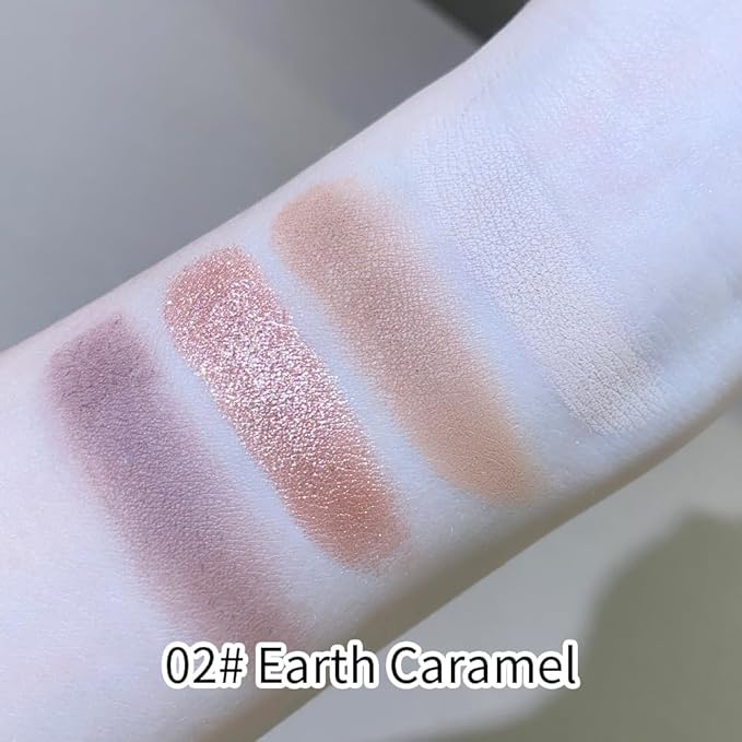 4 Color Eyeshadow Palette, Matte and Shimmer Powder Makeup, Highly Pigmented Blendable Shadows, Long-Lasting Waterproof, Natural Nude Brown Pink Shades (5#, 1 Count (Pack of 1))