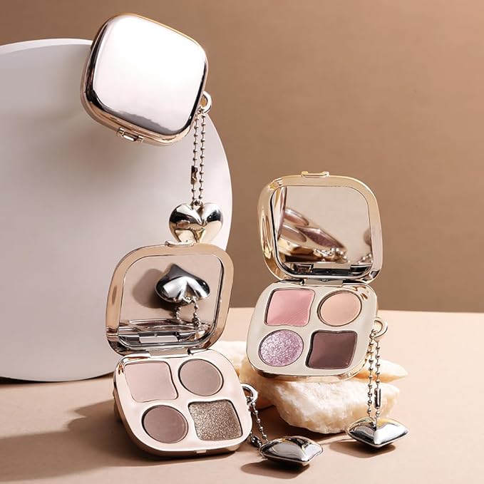 Metallic Rose Gold Shimmer Eyeshadow Palette with Mirror – Blendable Long-Lasting Everyday Eye, Gold Bronze Glitter & Neutral Glam Contour Makeup Palette, Perfect for Blue, Green & Brown Eyes