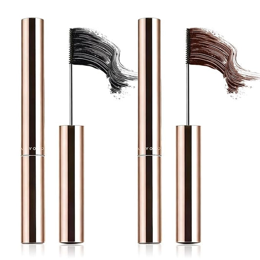 Ultra-Fine Lengthening Waterproof Quick-Dry Mascara, Ultimate Length Volumizing Lashes, for Tiny and Lower Eyelashes & Older Women, Waterproof, Smudge-Proof, Clump-Proof (Black+Brown)