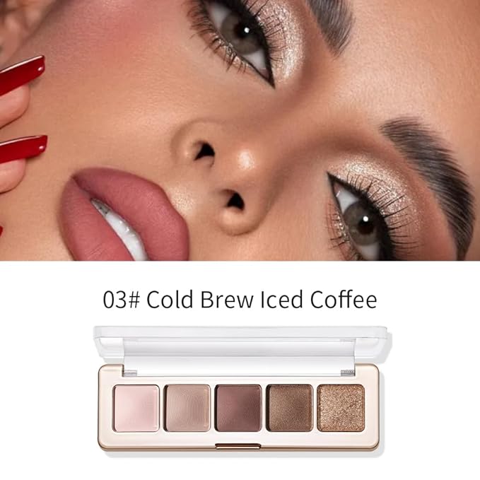 4 Color Eyeshadow Palette, Matte and Shimmer Powder Makeup, Highly Pigmented Blendable Shadows, Long-Lasting Waterproof, Natural Nude Brown Pink Shades (B-3#, 1 Count (Pack of 1))