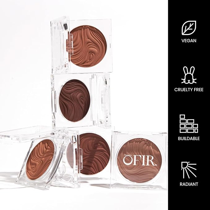 OFIR Geo Sculpt Blendable Cream Bronzer | Buildable Radiant Finish with Vitamin E | Vegan & Cruelty Free Makeup Bronzer | Sun Kissed Glow Compact For Sculpting Cheekbones | Clay - Soft Tan, 0.24 oz