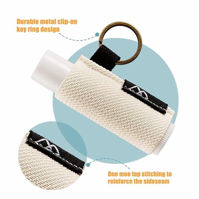 WK IEASON Lip Balm Holder Keychain, Small Christmas Gifts Stocking Stuffers for Teen Girls Women, 10PCS Clip on Lip Gloss Holder Compatible With Chapstick, Burt's Bees Sleeves Elastic Lipstick Holder