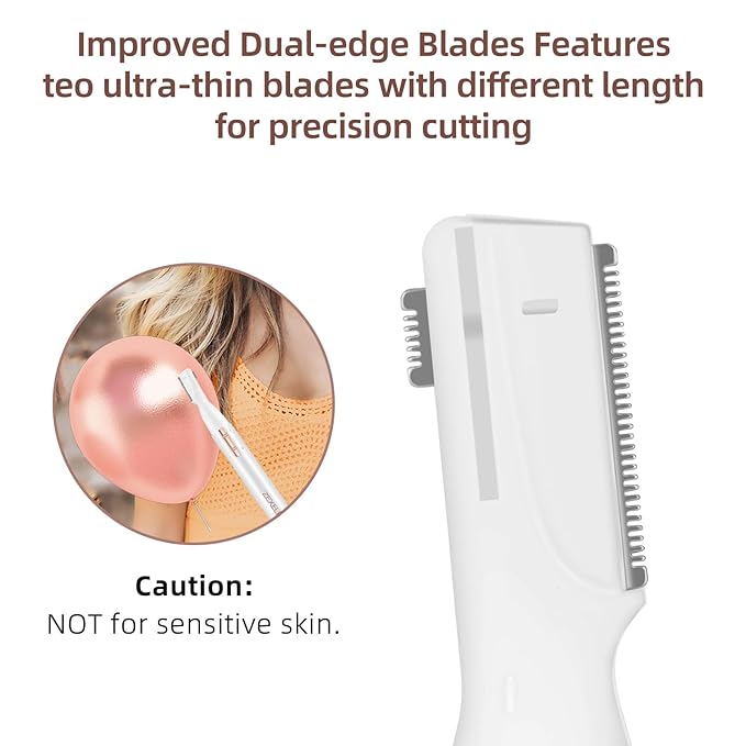 ZEXELLER Upgraded Eyebrow Trimmer, Precision Facial Hair Trimmer with Comb, Battery Operated Painless Electric Eyebrow Razor Facial Hair Remover Face Chin Neck, Upper-Lip, Peach-Fuzz