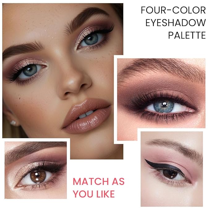 Eye Shadow Palette, Champagne Rose Pink Dark Brown Bronze Gold Eyeshadow Makeup, Vibrant Color Array Eyeshadow Palette, Matte & Shimmer Finishes, Long Lasting Waterproof, Incl. Built-In Mirror.
