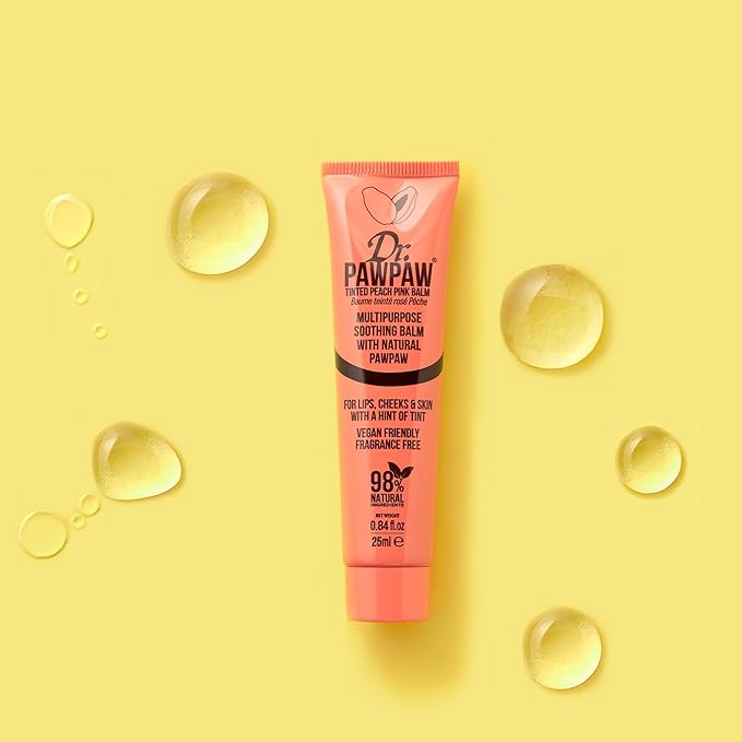 Dr. PawPaw Multipurpose Soothing Tinted Balm - Lip Balm for Lips, Cheeks, Eyes – Tinted Lip Balm - Lip Moisturizer with Pawpaw - Peach Pink - 0.84 oz