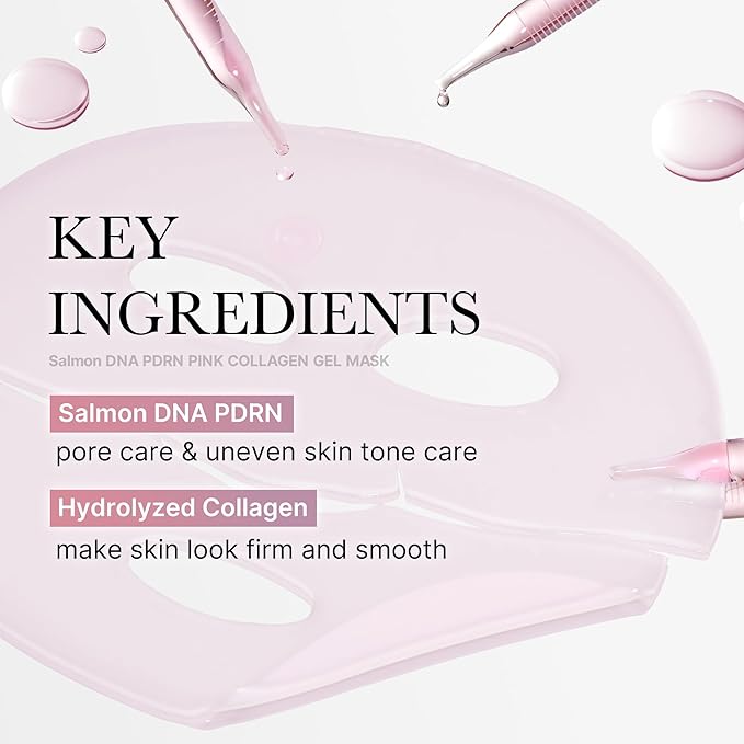medicube Salmon DNA PDRN pink collagen jelly gel mask | overnight face mask for glass glow skin- elasticity, hydrating, firming and moisturizing | korean skincare, 28g, 4ea