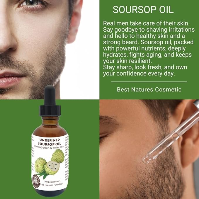 Virgin Soursop Oil (Anona Muricata, Graviola, Guanabana) – 100% Pure, Organic, Cold-Pressed, Unrefined – 2oz - 60ml – Natural Facial Oil & Moisturizer for Dry, Damaged, or Sensitive Skin