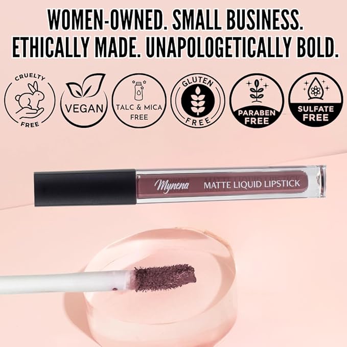 Mynena Dusty Mauve Rose Matte Liquid Lipstick | Long-Lasting Comfort | Smudge-Proof Transfer-Resistant | Full Coverage Non-Drying | Vegan & Cruelty-Free | All-Day Wear Lip Color | Eve