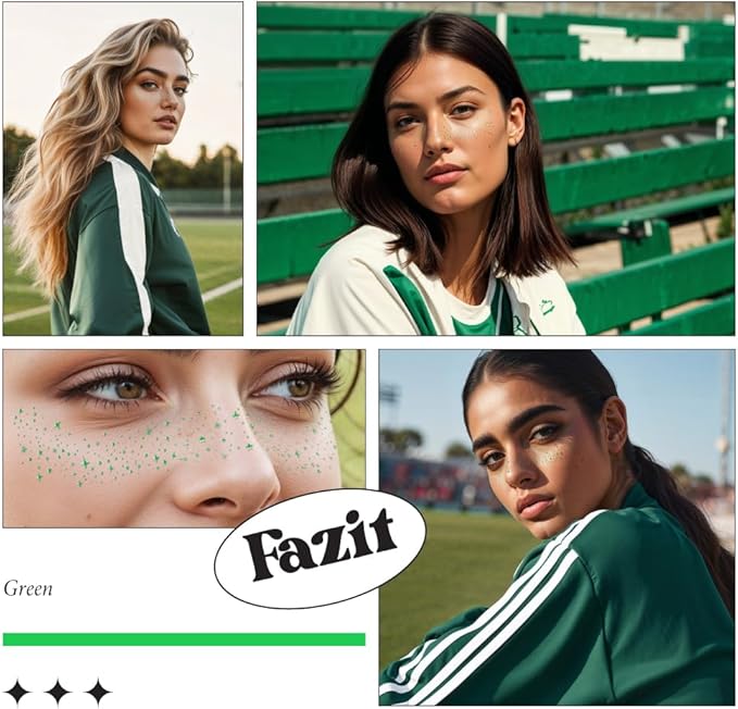 Fazit Makeup Patches - Green Speckles - Glow Up Make-Up Patches - Cute Glitter Makeup Accessories for Women - Cosmetic Glitter for Face