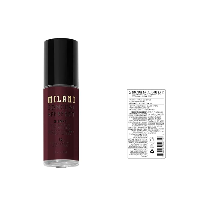 Milani Conceal + Perfect Liquid Foundation - Cool Cocoa, 1 Fl. Oz.