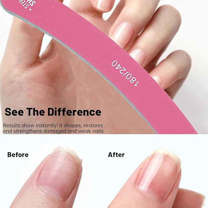 Karroy Nail File 20pcs Dual Sided Nail Files for Natural Nails Emery Boards Nail Filer for Acrylic Nail 180/240 Grit