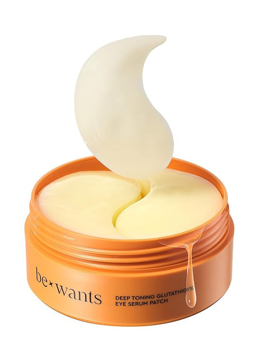 bewants Hydrogel Eye Patches with Deep Toning Glutathione, 60 Patches, Under Eye Masks for Brightening and Radiance, Caffeine & Niacinamide patches, Korean Skincare