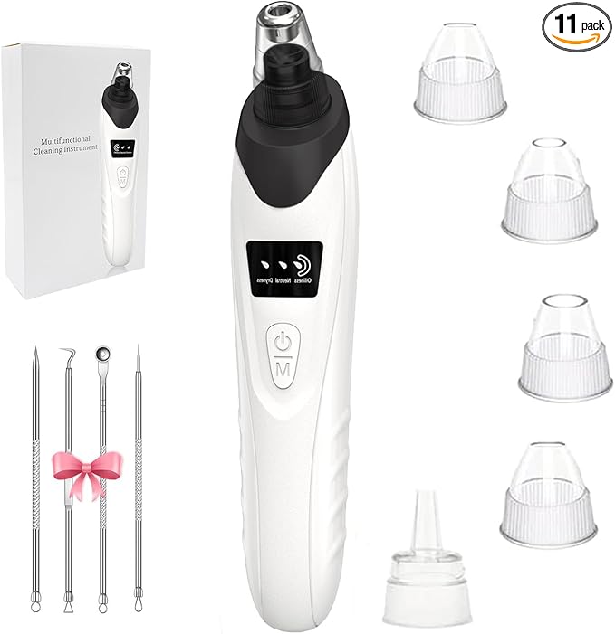2025 Blackhead Remover Pore Vacuum,Facial Pore Cleaner-5 Suction Power,5 Probes,USB Rechargeable Blackhead Vacuum Kit Electric Acne Extractor Tool for Adult (Black)