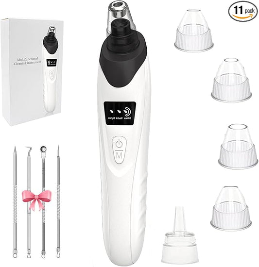 2025 Blackhead Remover Pore Vacuum,Facial Pore Cleaner-5 Suction Power,5 Probes,USB Rechargeable Blackhead Vacuum Kit Electric Acne Extractor Tool for Adult (Black)