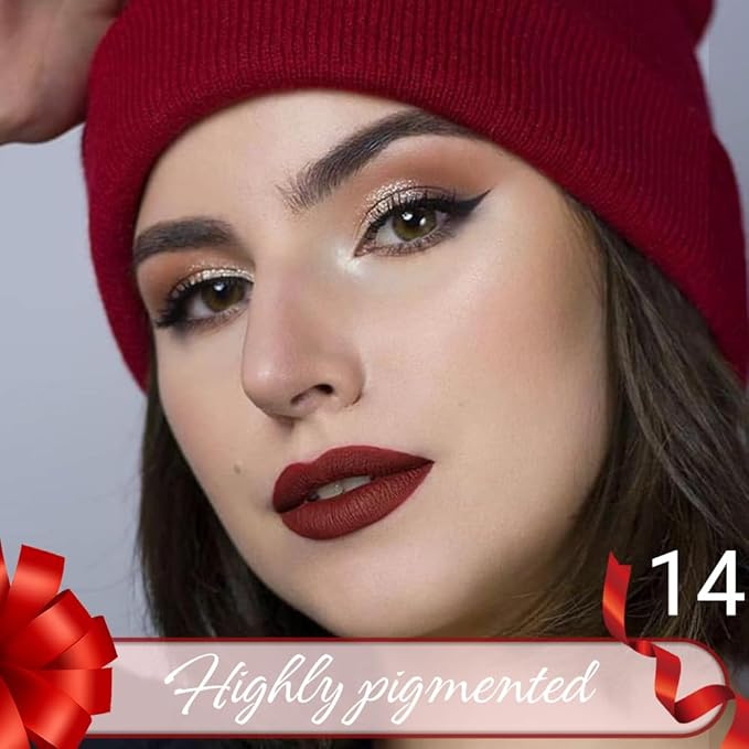 Brick Red Matte Lip Liner Crayon with Sharpener - Waterproof Smudgeproof Long-Wear Lip Pencil, Creamy Pigmented Lip Crayon for Women, 12HR Stay Silky Velvet Lip Liner 14#