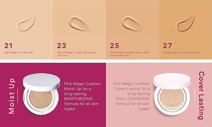 MISSHA Magic Cushion Foundation No.21 (2 Pack) Light Beige for Bright Skin - Flawless Coverage,Dewy Finish,Easy Application for All Skin Types valentines day gifts for her