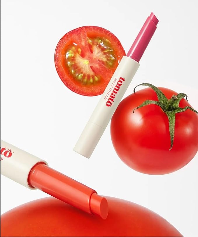 SKINFOOD Tomato Jelly Tint Lip (#03 Orange Tomato) - Moisturizing Tinted Lip Balm with Tomato Extracts, Healthy Looking Long Lasting Natural Lip Makeup - Natural Tinted Lip Balm - Lip Balm with Color
