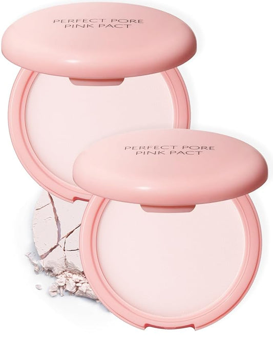 THESAEM Saemmul Perfect Pore Pink Pact - Sebum Control Face Powder with 15% Calamine for Oily Sensitive Skin - Oil Control Moisture System Compact - Korean Makeup Pressed Powder, 0.37 oz. 2 Pack