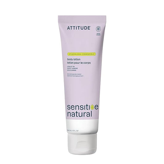 ATTITUDE Body Lotion for Sensitive Skin with Oat, EWG Verified, Dermatologically Tested, Vegan, Sweet Jasmine Scent, 8 Fl Oz