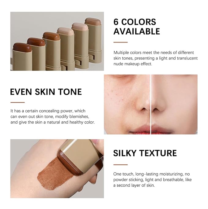 2 Pcs Foundation Stick Beauty Balm Serum Boosted Skin Tint Solid Tinted Moisturizing Serum Contour Stick Foundation for Women Natural Finish Makeup (#01, 0.63 OZ)