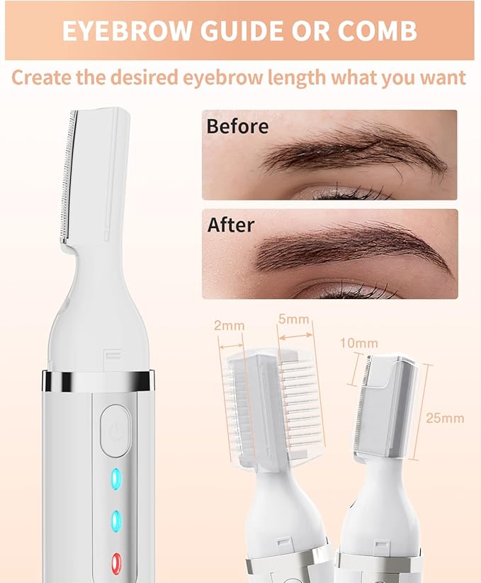 Dapsang Eyebrow Trimmer, Electric Eyebrow Razor for Women Men, Rechargeable Painless LED Light Facial Hair Shaver Remover with Rinseable Blade for Face Lips Neck Leg