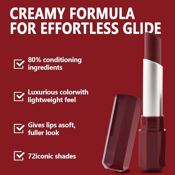 Dark Orange Red Matte Lipstick - Lip Crayon & Face Paint Stick for Women, Smooth Pigmented Everyday Wear, Younger-Looking Lip Makeup, Labial con color para uso diario 04