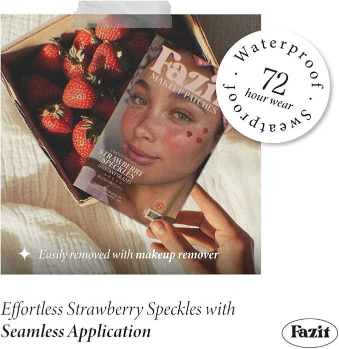 Fazit Makeup Patches - Strawberry Speckles - Glow Up Make-Up Patches - Cute Glitter Makeup Accessories for Women - Cosmetic Glitter for Face