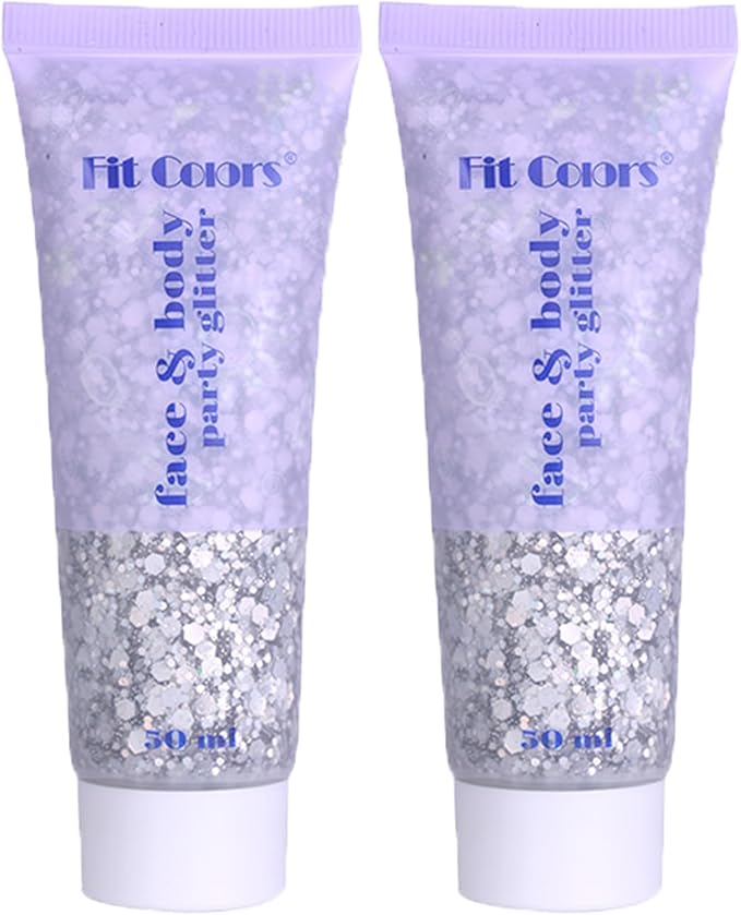 Body Glitter Face Glitter Gel: Singer Concerts Disco Festival Rave Accessories Face Glitter Makeup Chunky Sequins Mermaid Face Body Hair Glitter Gel (2 Silver)