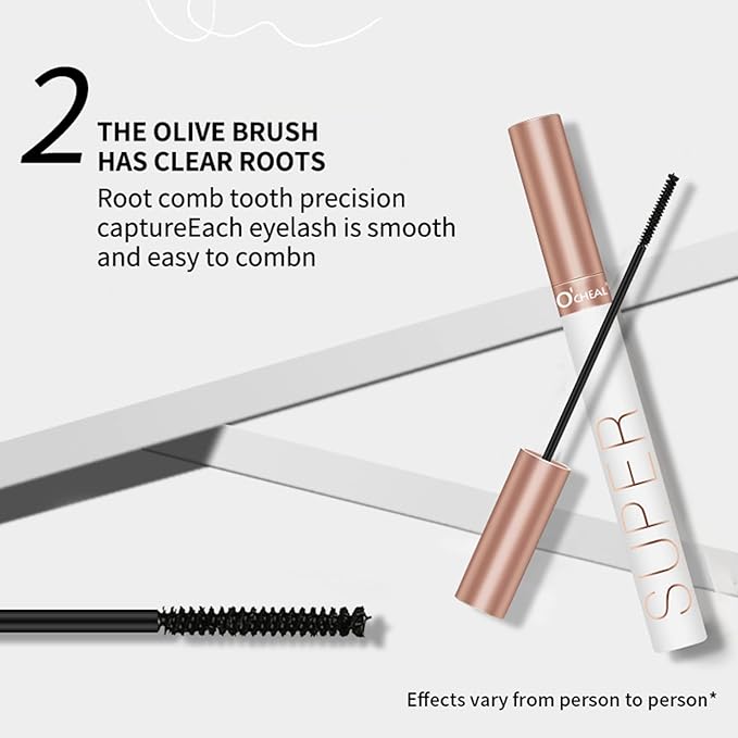 O'CHEAL Mascara Volume and Length, Waterproof Black Natural Thrive Mascara Liquid Lash Extensions Eye Makeup, Defining, Curling, Long Lasting, Smudge Proof, Hypoallergenic Eyelashes Cosmetics