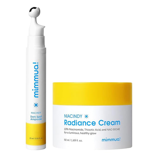 Radiance Repair Duo Set | Dark Spot Ampoule + NIACINDY Capsule Cream | Korean Clinical Skincare for Uneven Tone, Discoloration & Dullness | NAD Biome, Thioctic Acid & Niacinamide 10%
