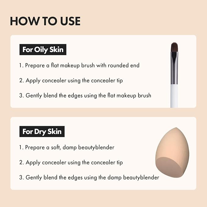 LUNA Long-Lasting Tip Concealer Cover-Fit (#0.7 Ivory) Full Coverage, for Under Eye Dark Circles, Fine Lines, Redness & Discoloration, Korean Makeup 0.26 Fl Oz, Mother's day gift
