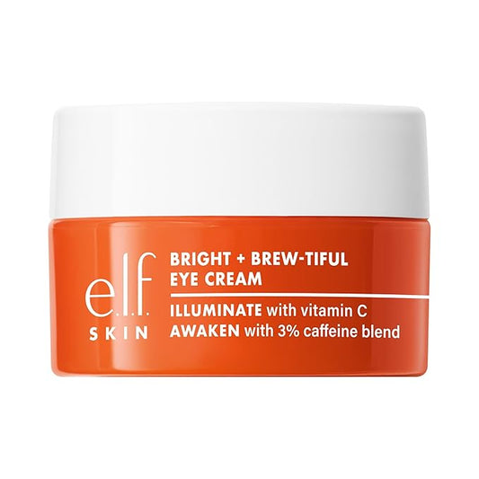 e.l.f. SKIN Bright + Brew-tiful Eye Cream, Helps Brighten Appearance Of Undereye Dark Circles & Repair Puffiness, Vegan & Cruelty-Free