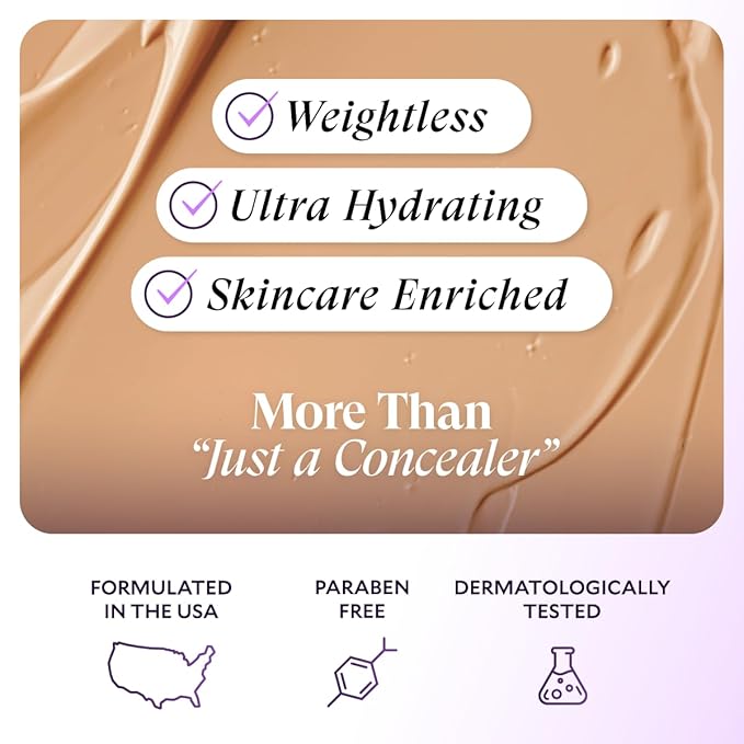Fièra Luxury Concealer & Foundation with Anti-Aging Ingredients - Full Coverage for Dark Circles, Wrinkles, Fine Lines, and Spots, All-Day Wear For Mature Skin - Dark, 0.5 FL. OZ. / 15 ML