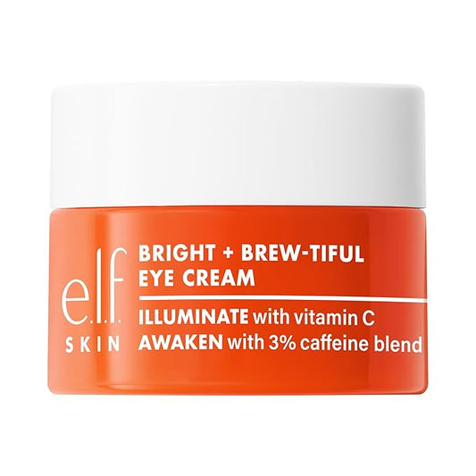 e.l.f. SKIN Bright + Brew-tiful Eye Cream Mini, Helps Brighten Appearance Of Undereye Dark Circles & Repair Puffiness, Vegan & Cruelty-Free