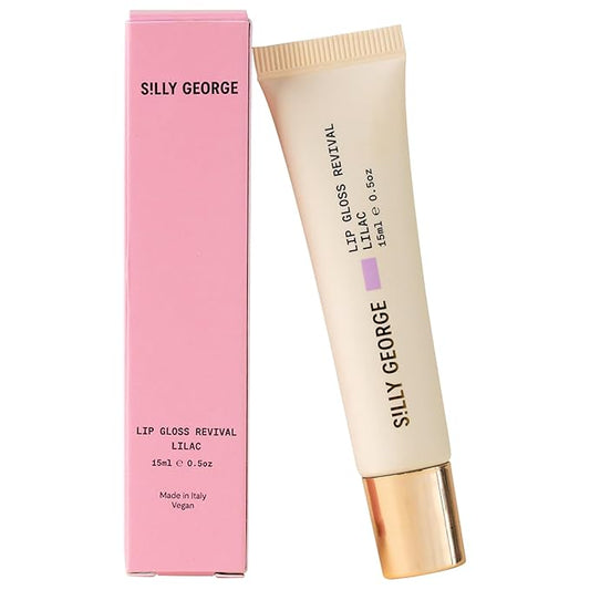 Silly George Lip Gloss Revival - Glossy Hydrating Glaze with Peptides, Shea Butter, & Moisturizing Argan, Macadamia, Babassu Oil for Dry Lips, Clean Beauty Products, Lilac 15ml Tubes