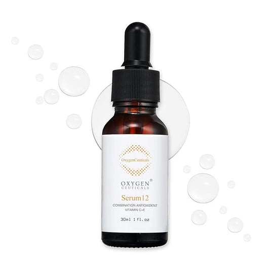 OxygenCeuticals Serum 12 – Pure Vitamin C 12% + Vitamin E Antioxidant Brightening Serum, Gentle Formula for Sensitive Skin, Improves Tone & Radiance. 1.01 fl.oz (30ml)