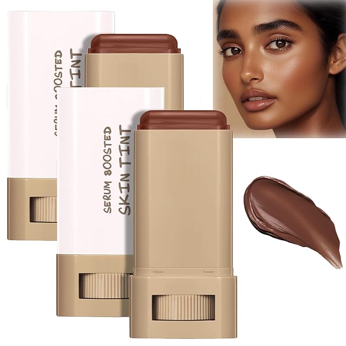 2 Pcs Foundation Stick Beauty Balm Serum Boosted Skin Tint Solid Tinted Moisturizing Serum Contour Stick Foundation for Women Natural Finish Makeup (#01, 0.63 OZ)