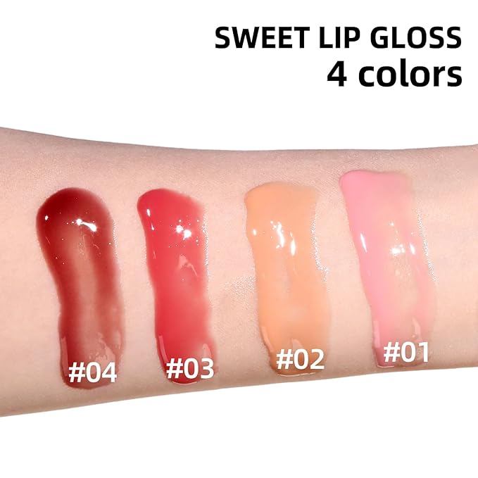 SAM SUGAR 4pcs Lip Balm Hydrating Tinted Lip Gloss Set Moisturizing Lip Butter Balm with Natural Shine Non-Sticky Lip Care for Dry Lips