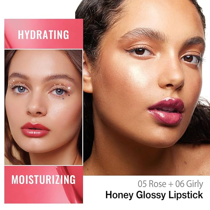 Lip Tinted Lipstick, Moisturizing Shine Balm, Glossy Finish, All Skin Tones (05&06, 1Pcs (Pack of 2))