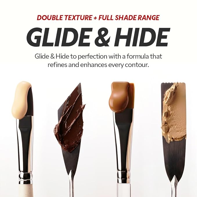 TIRTIR Glide&Hide Blurring Concealer - Creamy texture, Conceals dark circles and wrinkles, Dual formula (liquid tip & balm stick), Long-lasting wear, Korean Makeup, #9N, 0.28 Oz