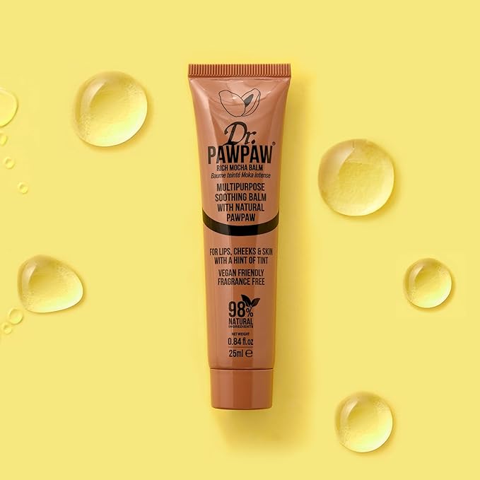 Dr.PAWPAW Rich Mocha Balm, Multi-Purpose Natural No Fragrance, for Hydrating Lips, Skin, Hair, Cuticles, Nails & Beauty Finishing (25 ml)